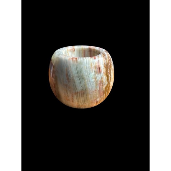 Vintage Onyx Candle Holder Cream/Brown/White Beautiful Unique Yea Candle Holder - Picture 4 of 8